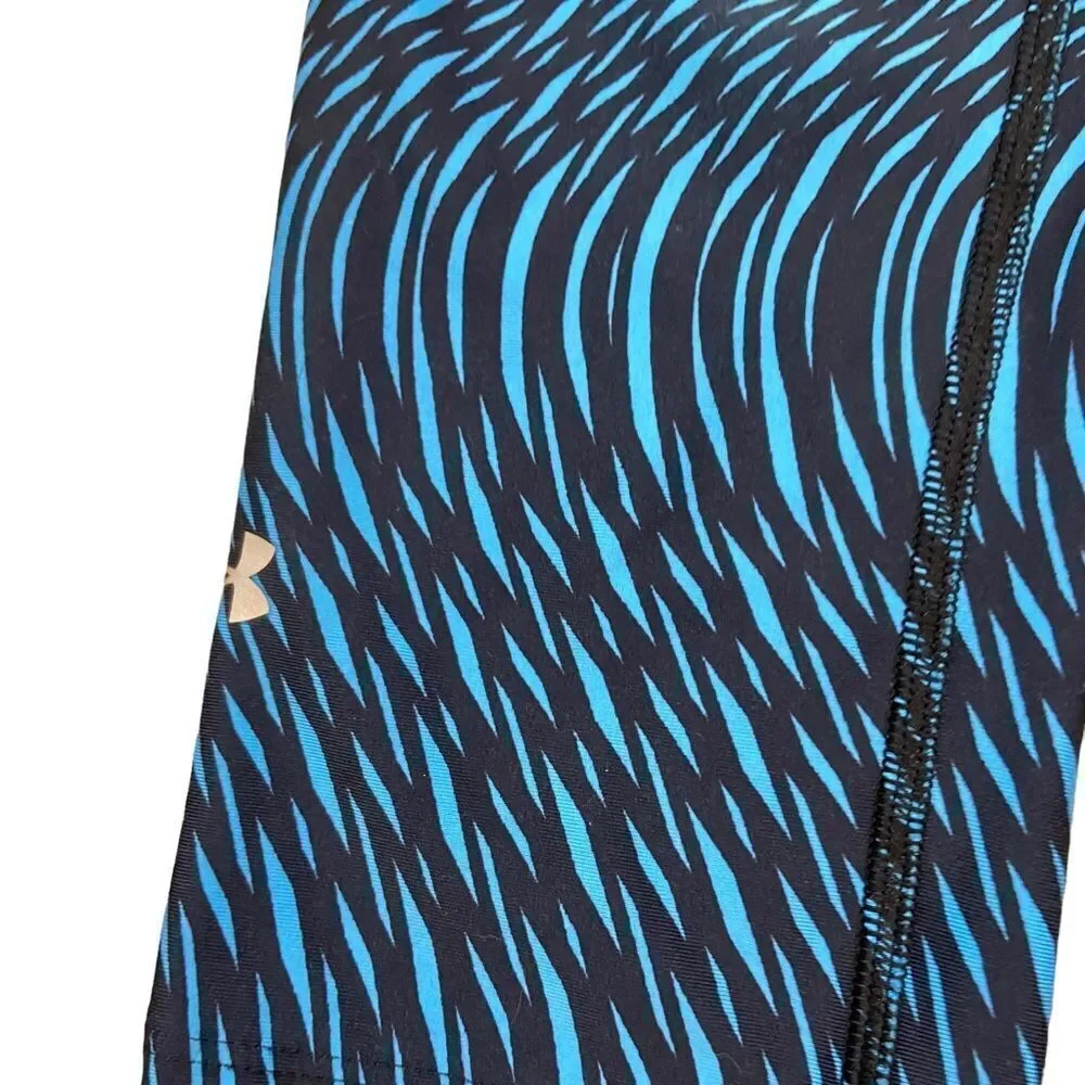 Under Armour Heat Gear Ladies Cropped Turquoise and Black Leggings Size Small - Picture 3 of 7